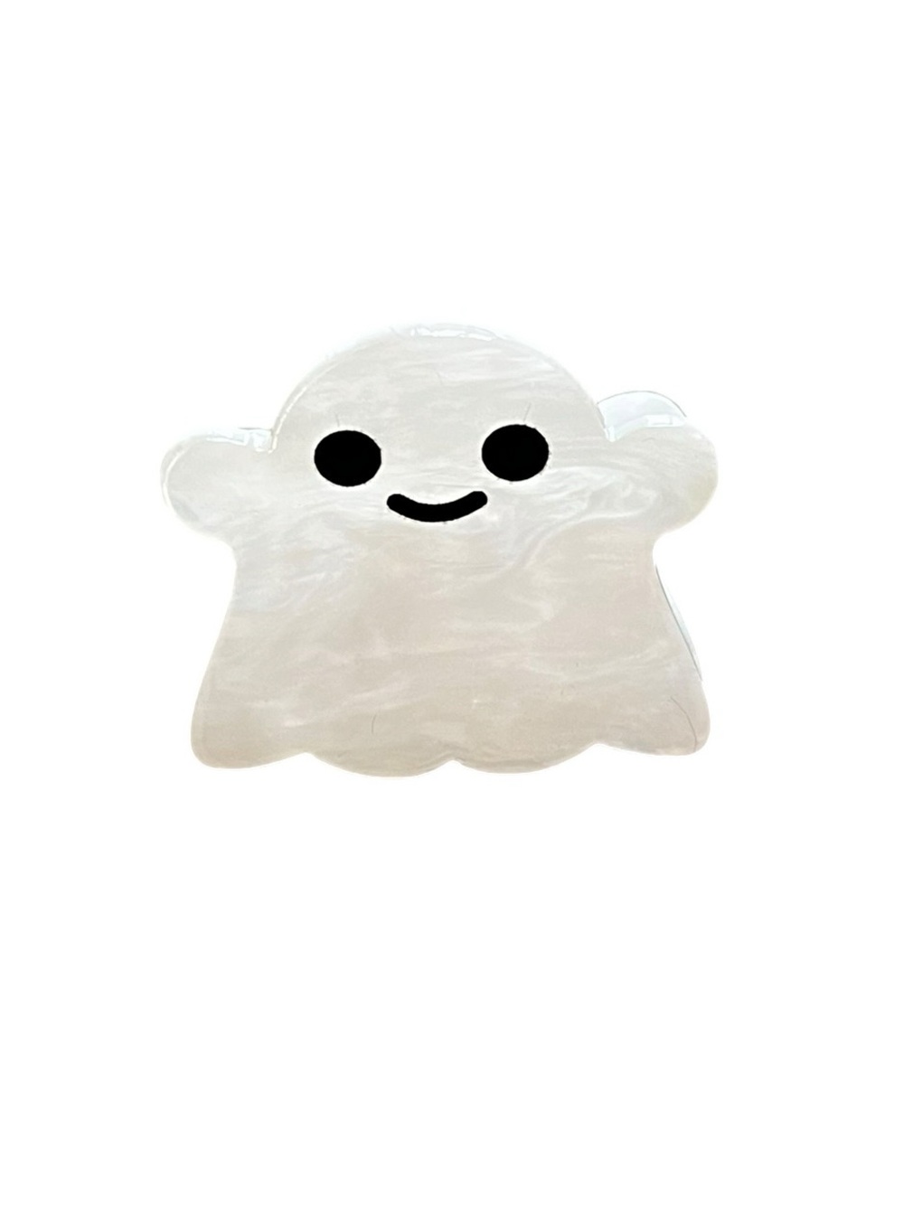 White Friendly Ghost Iridescent Glossy Halloween 1.5" Lobster Claw Hair Clip